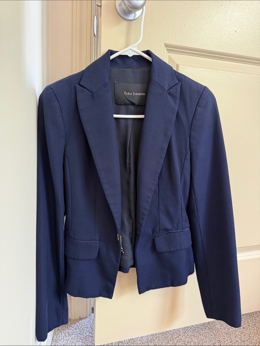 Tara Jarmon Navy Fitted Blazer with Notch Lapels